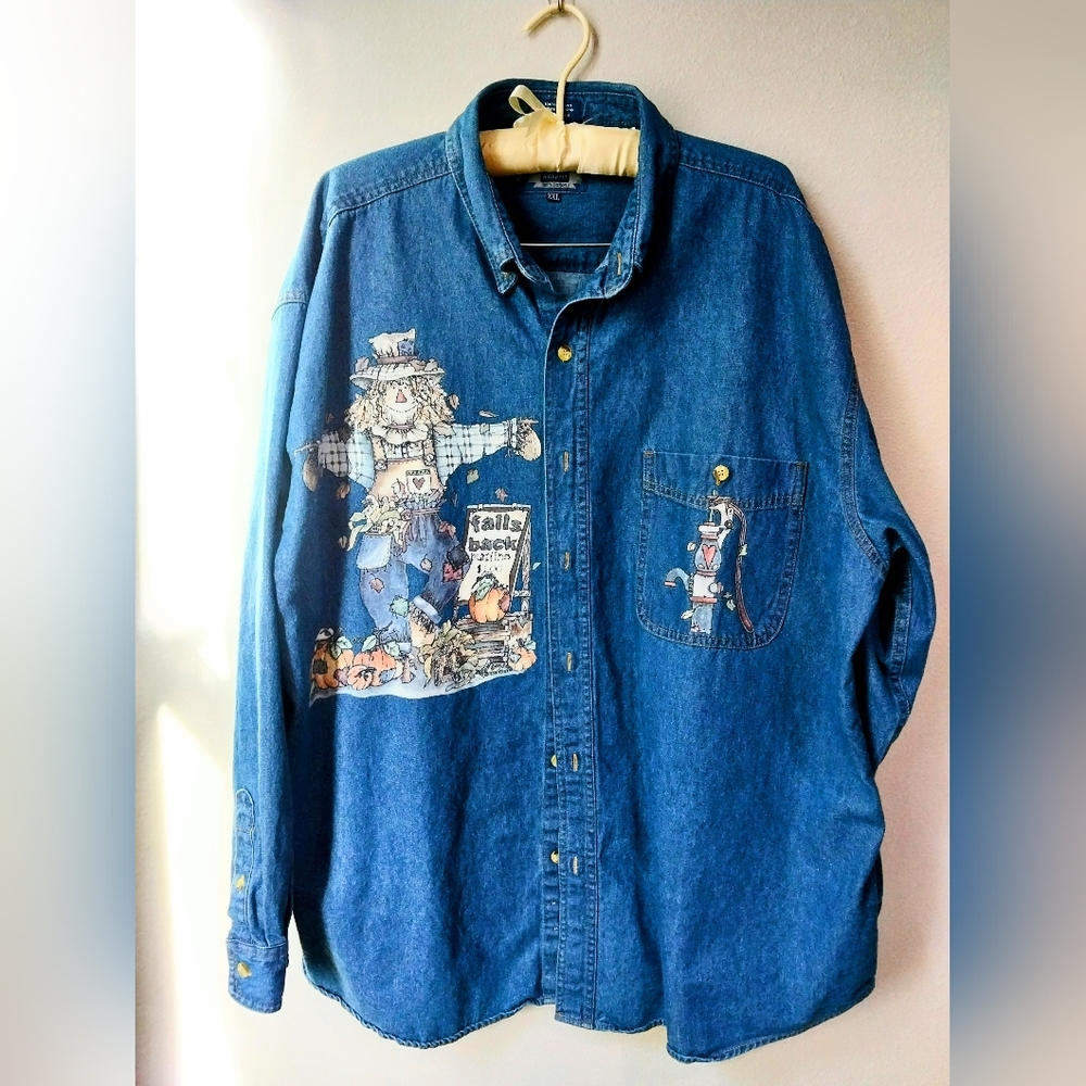 Vintage Fall Denim Button Up